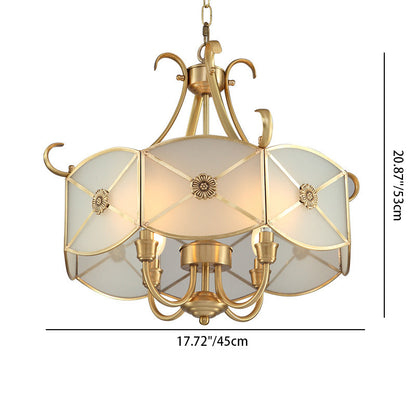 Contemporary Retro Copper Glass 4 - Light Chandelier For Living Room