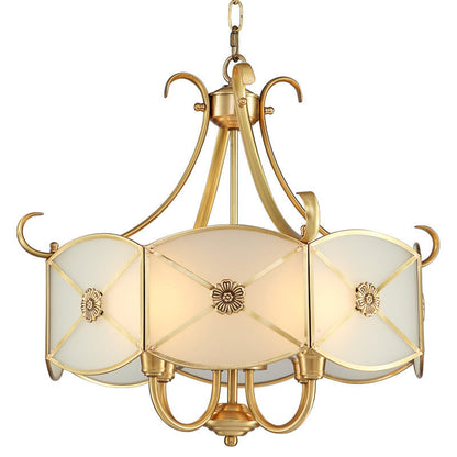 Contemporary Retro Copper Glass 4 - Light Chandelier For Living Room