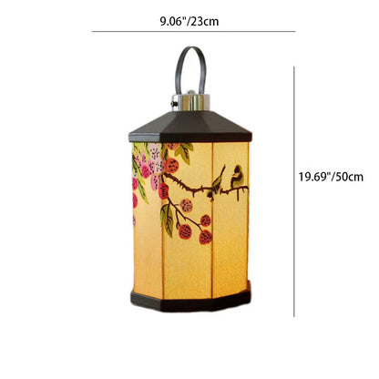 Traditional Vintage Embroidery Pattern Iron Fabric LED Table Lamp For Living Room