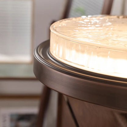 Traditional Vintage Round Iron Glass LED Flush Mount Ceiling Light For Living Room