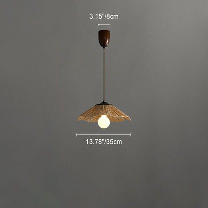 Traditional Chinese Umbrella Shape Grass Weaving Shade 1 - Light Pendant Light For Dining Room