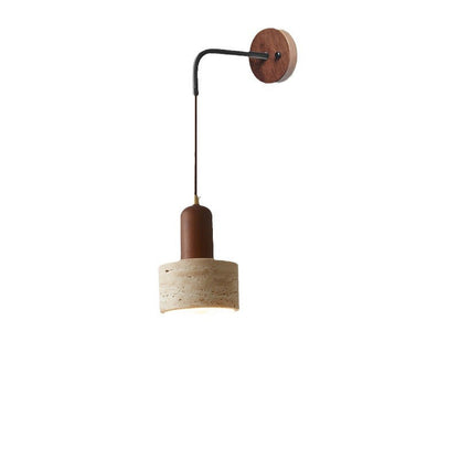 Modern Simplicity Yellow Travertine Walnut 1 - Light Wall Sconce Lamp For Bedroom