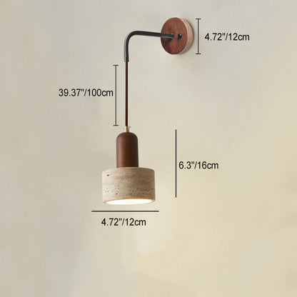 Modern Simplicity Yellow Travertine Walnut 1 - Light Wall Sconce Lamp For Bedroom