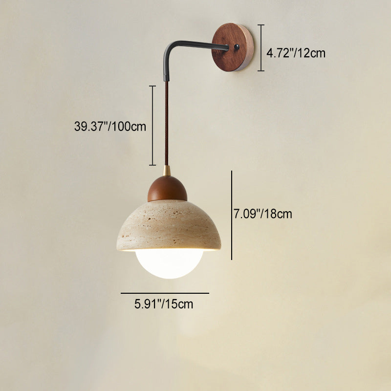 Modern Simplicity Yellow Travertine Walnut 1 - Light Wall Sconce Lamp For Bedroom