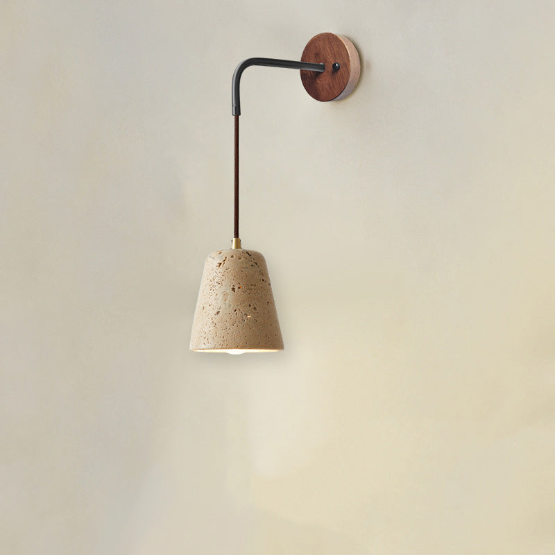 Modern Simplicity Yellow Travertine Walnut 1 - Light Wall Sconce Lamp For Bedroom