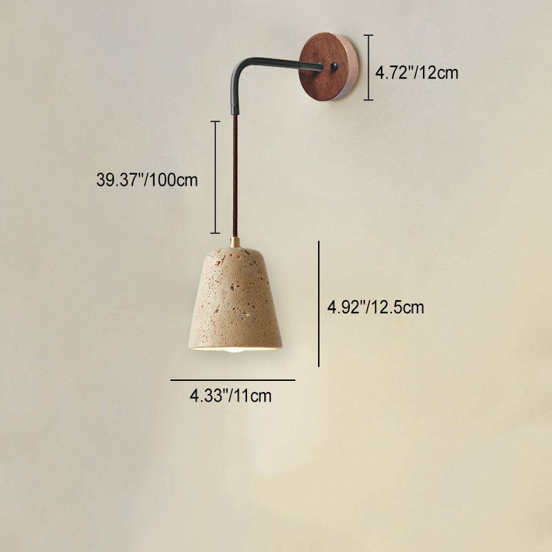 Modern Simplicity Yellow Travertine Walnut 1 - Light Wall Sconce Lamp For Bedroom