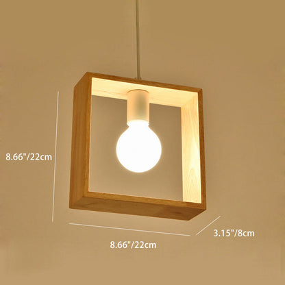 Modern Simplicity Geometry Wood Hardware 1 - Light Pendant Light For Dining Room