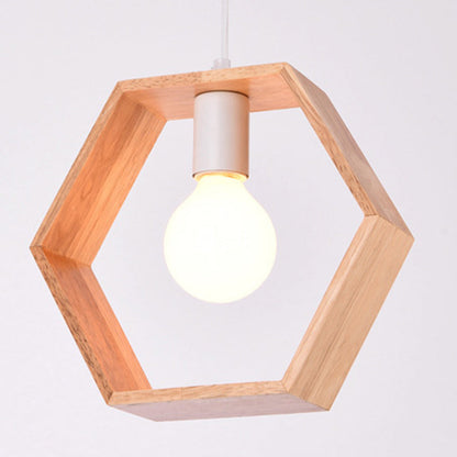 Modern Simplicity Geometry Wood Hardware 1 - Light Pendant Light For Dining Room
