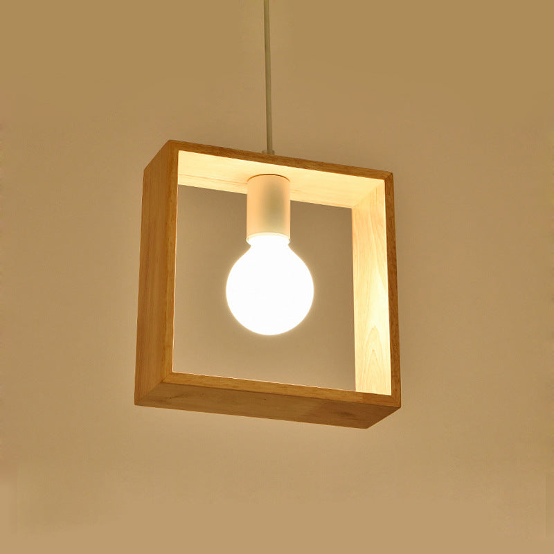 Modern Simplicity Geometry Wood Hardware 1 - Light Pendant Light For Dining Room