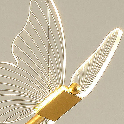 Contemporary Creative Butterfly Acrylic Hardware LED Pendant Light For Bedroom