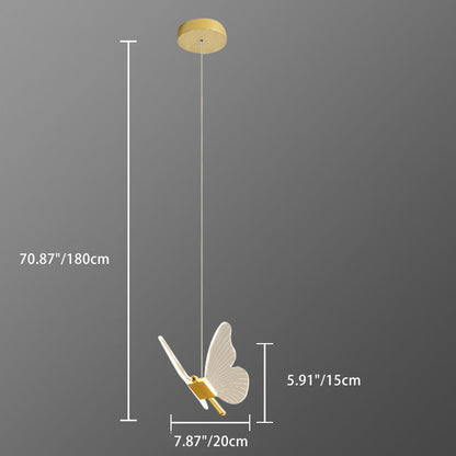 Contemporary Creative Butterfly Acrylic Hardware LED Pendant Light For Bedroom