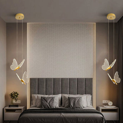 Contemporary Creative Butterfly Acrylic Hardware LED Pendant Light For Bedroom