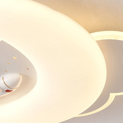 Contemporary Creative Astronaut Airplane Rotational Molding Iron LED Flush Mount Ceiling Light For Bedroom