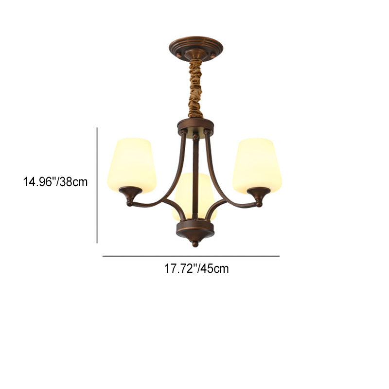 Traditional Vintage Round Glass Iron 3/6/8/10 - Light Chandelier For Bedroom