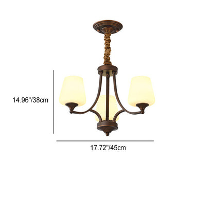 Traditional Vintage Round Glass Iron 3/6/8/10 - Light Chandelier For Bedroom