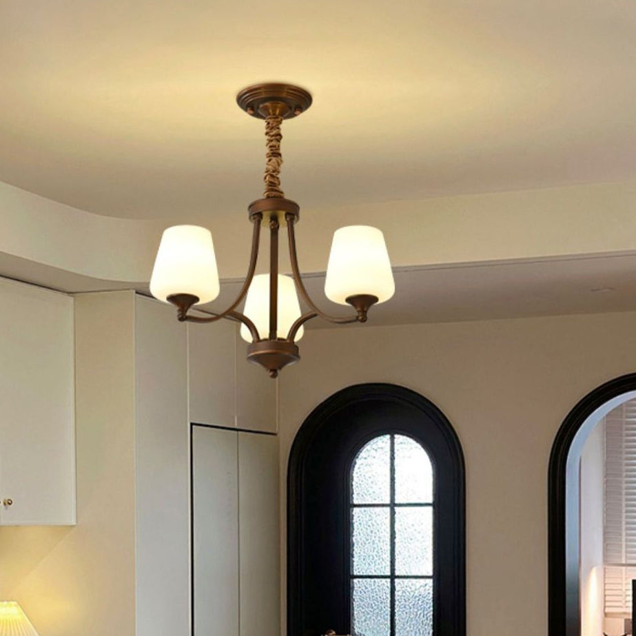 Traditional Vintage Round Glass Iron 3/6/8/10 - Light Chandelier For Bedroom