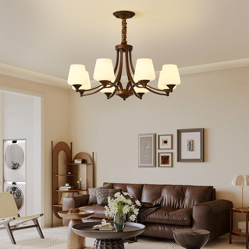 Traditional Vintage Round Glass Iron 3/6/8/10 - Light Chandelier For Bedroom