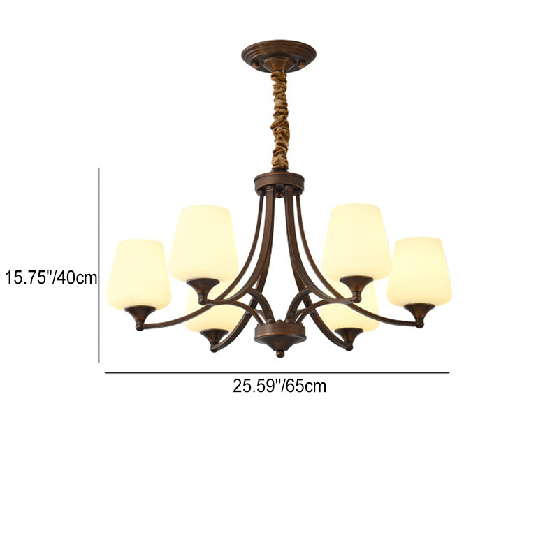 Traditional Vintage Round Glass Iron 3/6/8/10 - Light Chandelier For Bedroom
