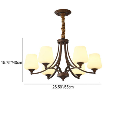 Traditional Vintage Round Glass Iron 3/6/8/10 - Light Chandelier For Bedroom