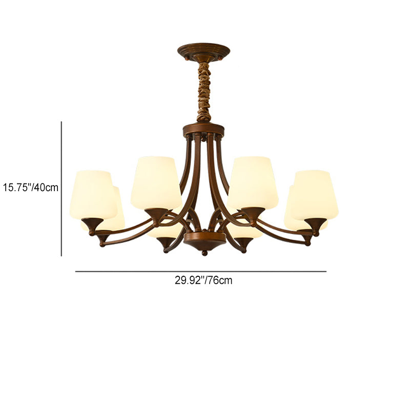 Traditional Vintage Round Glass Iron 3/6/8/10 - Light Chandelier For Bedroom