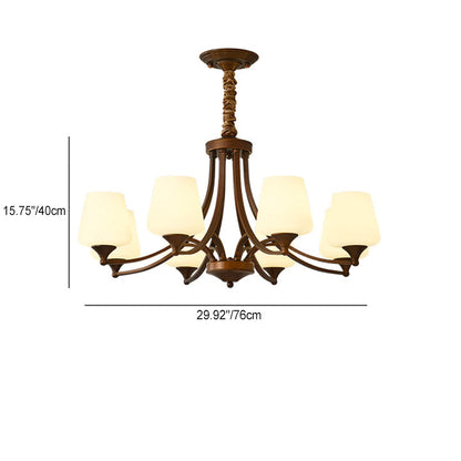Traditional Vintage Round Glass Iron 3/6/8/10 - Light Chandelier For Bedroom