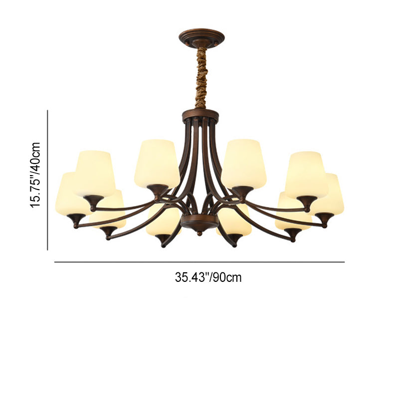 Traditional Vintage Round Glass Iron 3/6/8/10 - Light Chandelier For Bedroom