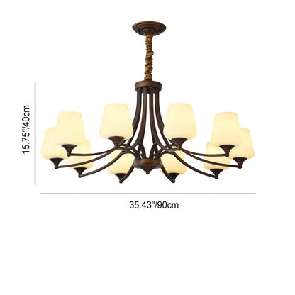 Traditional Vintage Round Glass Iron 3/6/8/10 - Light Chandelier For Bedroom