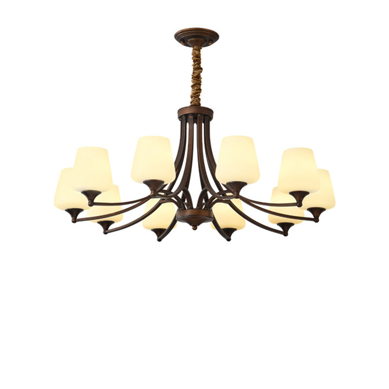 Traditional Vintage Round Glass Iron 3/6/8/10 - Light Chandelier For Bedroom