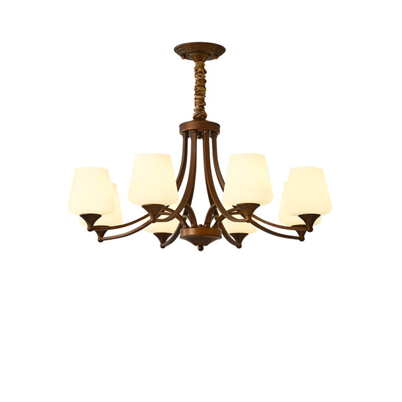 Traditional Vintage Round Glass Iron 3/6/8/10 - Light Chandelier For Bedroom