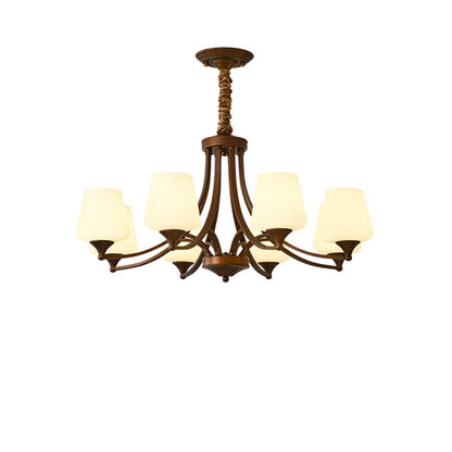 Traditional Vintage Round Glass Iron 3/6/8/10 - Light Chandelier For Bedroom