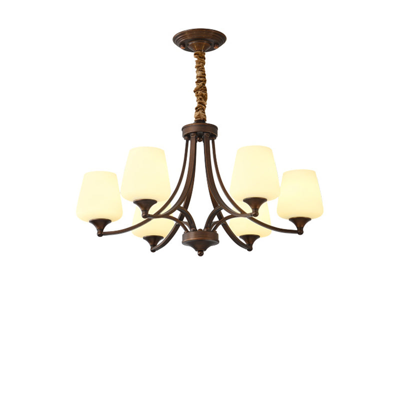 Traditional Vintage Round Glass Iron 3/6/8/10 - Light Chandelier For Bedroom