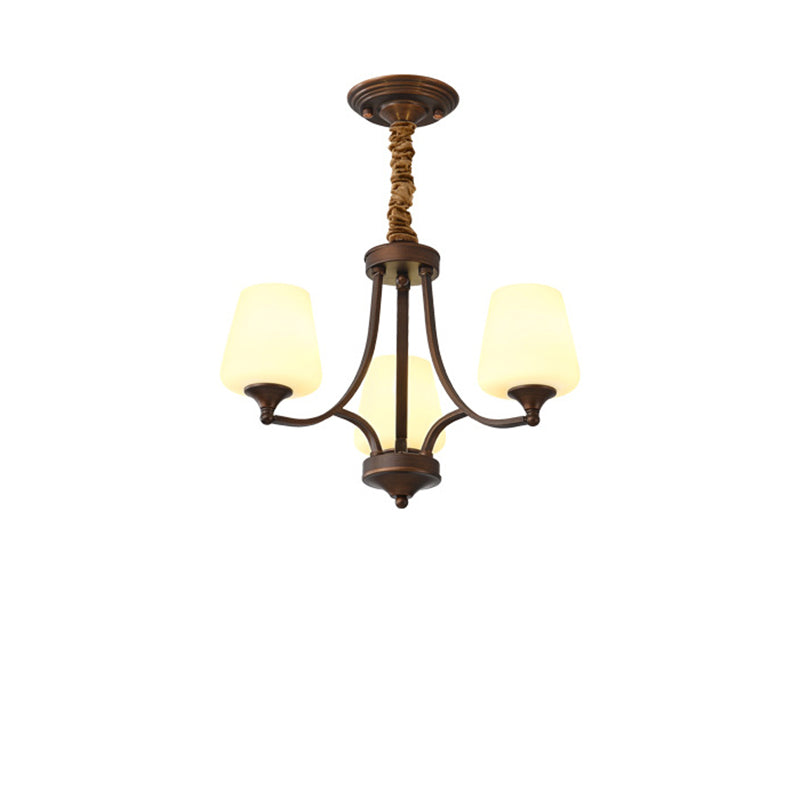 Traditional Vintage Round Glass Iron 3/6/8/10 - Light Chandelier For Bedroom