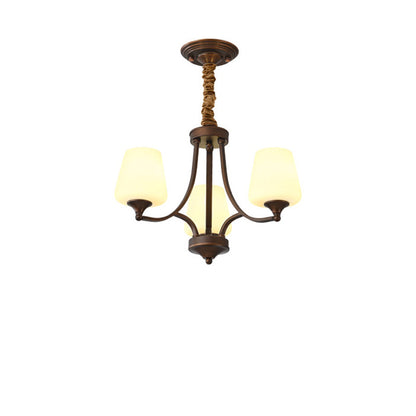 Traditional Vintage Round Glass Iron 3/6/8/10 - Light Chandelier For Bedroom