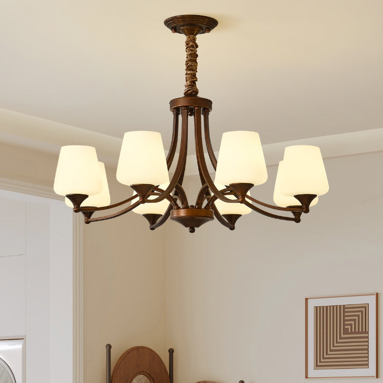 Traditional Vintage Round Glass Iron 3/6/8/10 - Light Chandelier For Bedroom