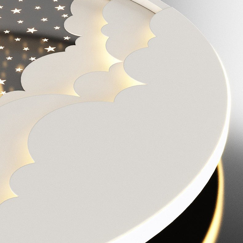 Contemporary Creative Stars Moon Iron Acrylic LED Flush Mount Ceiling Light For Bedroom