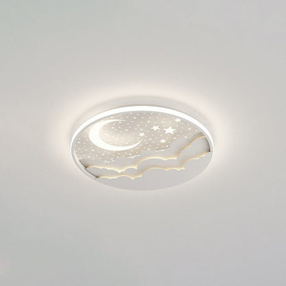 Contemporary Creative Stars Moon Iron Acrylic LED Flush Mount Ceiling Light For Bedroom