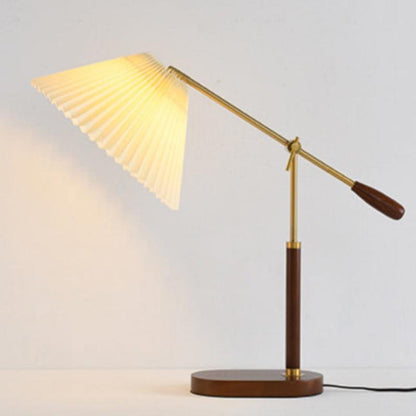 Traditional Vintage Ash Iron Fabric Umbrella 1 - Light Table Lamp For Living Room