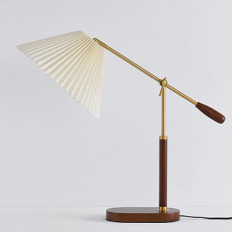 Traditional Vintage Ash Iron Fabric Umbrella 1 - Light Table Lamp For Living Room