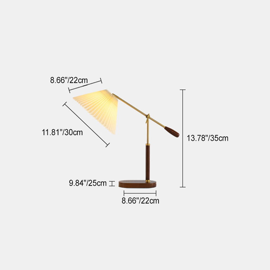 Traditional Vintage Ash Iron Fabric Umbrella 1 - Light Table Lamp For Living Room