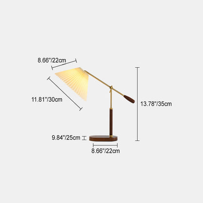 Traditional Vintage Ash Iron Fabric Umbrella 1 - Light Table Lamp For Living Room