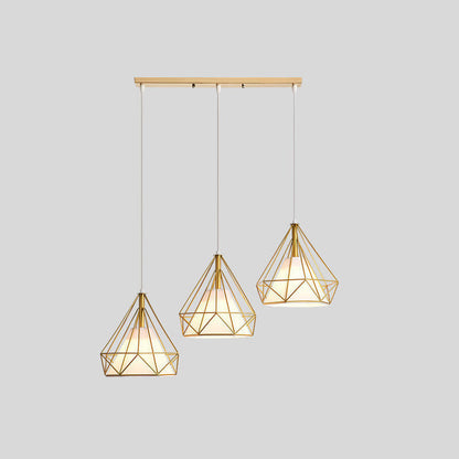 Contemporary Nordic Diamond Iron Fabric 3 - Light Pendant Light For Dining Room