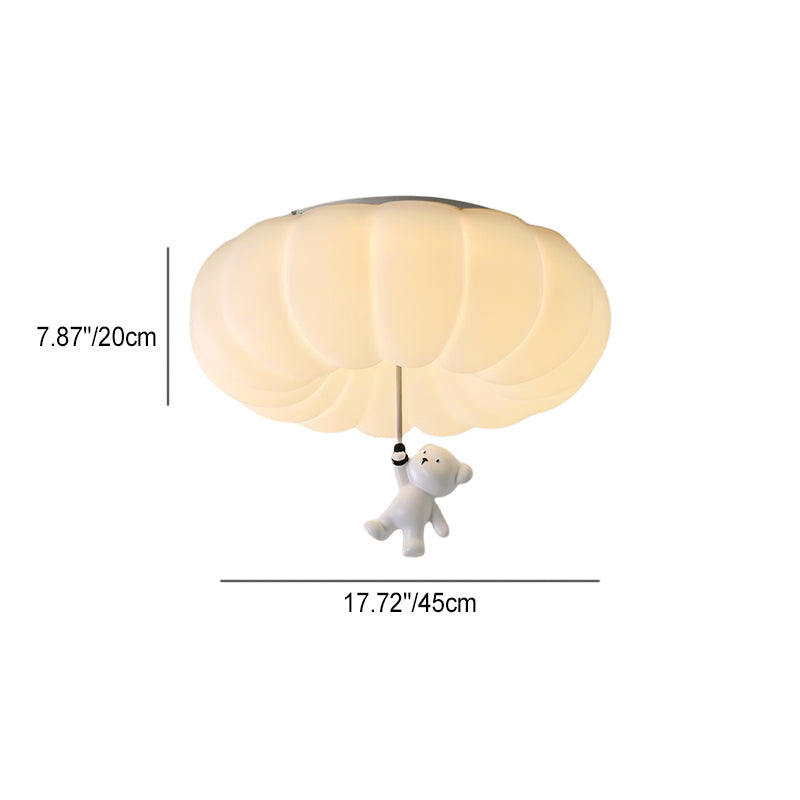 Contemporary Nordic Cream Bear PE Hardware LED Flush Mount Ceiling Light For Bedroom