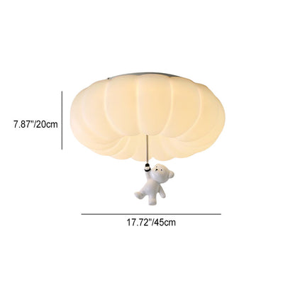 Contemporary Nordic Cream Bear PE Hardware LED Flush Mount Ceiling Light For Bedroom