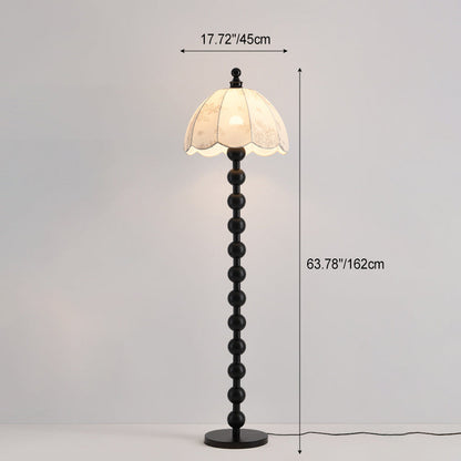 Contemporary Retro Leaves Print Umbrella Fabric Oak 1 - Light Standing Floor Lamp For Living Room