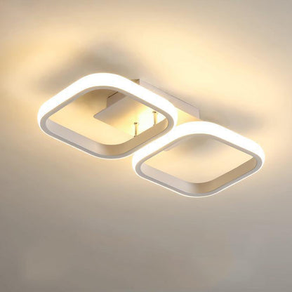 Modern Simplicity Round Square Acrylic Iron LED Semi-Flush Mount Ceiling Light For Hallways