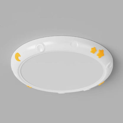Modern Simplicity Stars Moon Round Iron ABS Resin LED Flush Mount Ceiling Light For Bedroom
