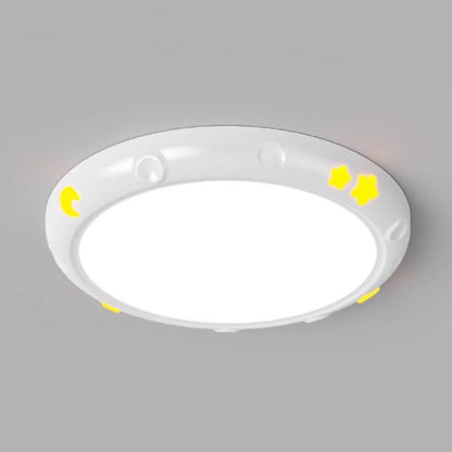 Modern Simplicity Stars Moon Round Iron ABS Resin LED Flush Mount Ceiling Light For Bedroom