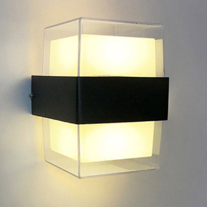 Modern Simplicity Cube Cylinder Waterproof Aluminum Acrylic LED Wall Sconce Lamp For Hallways