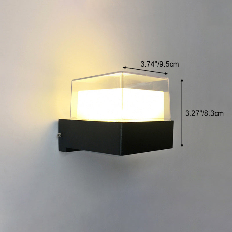 Modern Simplicity Cube Cylinder Waterproof Aluminum Acrylic LED Wall Sconce Lamp For Hallways