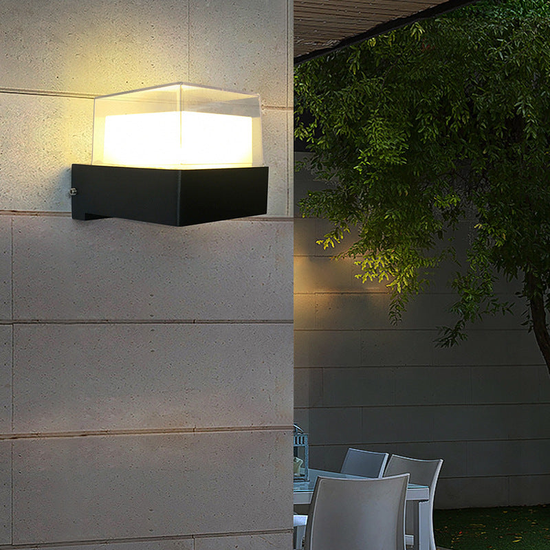 Modern Simplicity Cube Cylinder Waterproof Aluminum Acrylic LED Wall Sconce Lamp For Hallways